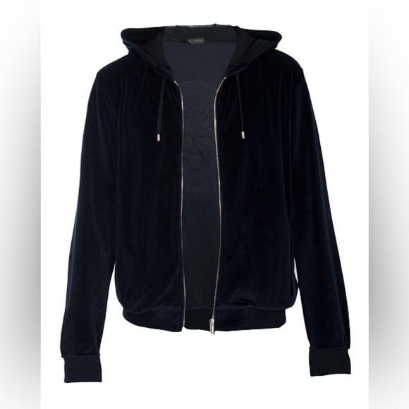 VERSACE Velour Medusa Hoodie - Black - Sz L - Picture 2 of 7